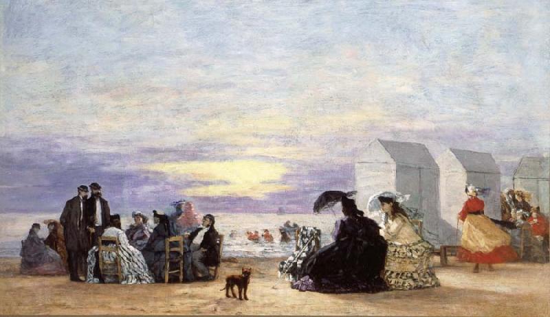 Eugene Boudin Beach Scene at Sunse France oil painting art